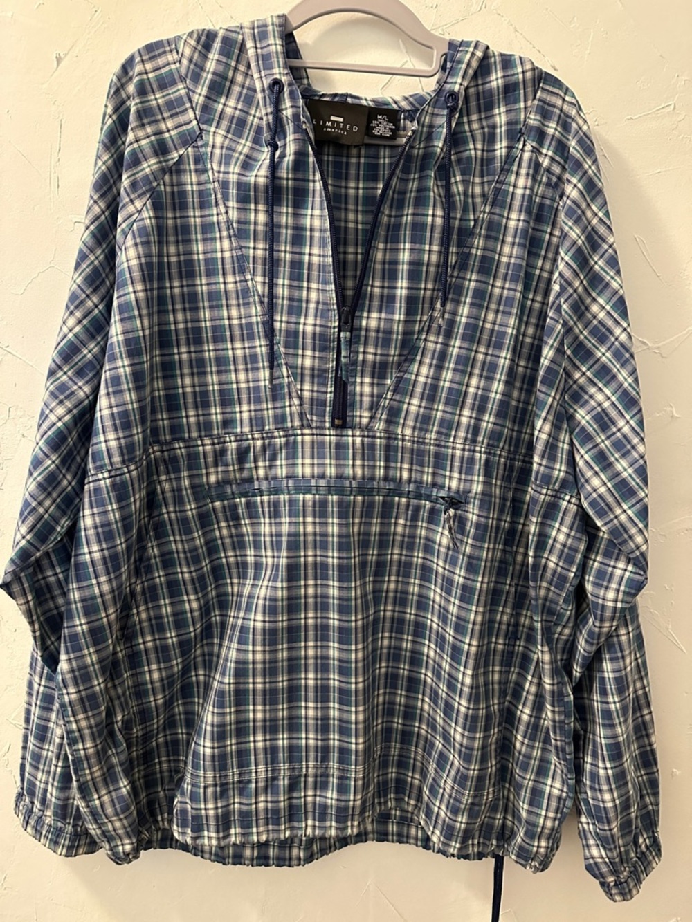 The  Limited Half Zip Plaid Hoodie Pullover